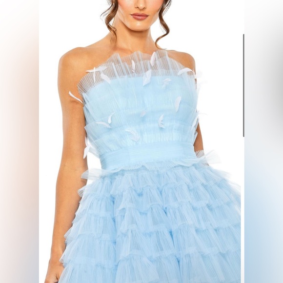 Mac Duggal Sky Blue Layered Mini Dress NWT STYLE 2059 SZ 6 - Picture 3 of 3